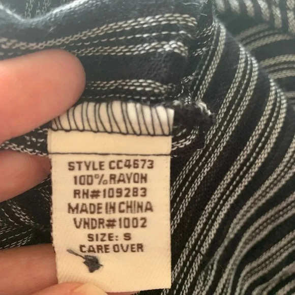 Vintage Havana Black White Striped "Take A Trip" Emboridered Button Up Shirt (S) - Picture 4 of 11